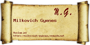 Milkovich Gyenes névjegykártya